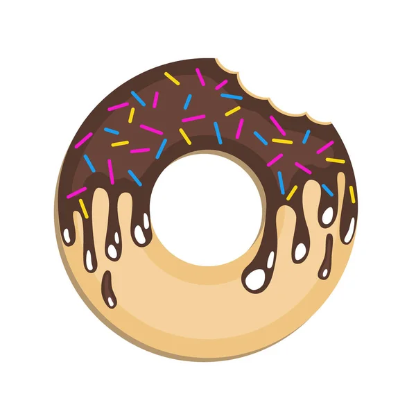 Imagem de um donut sobre um fundo colorido. Estilo plano . — Vetor de Stock