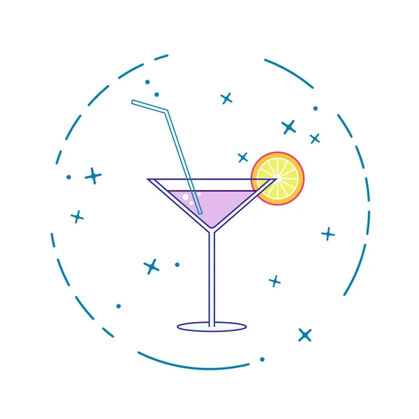 Image of a cocktail on a white background in a flat style. — Stock Vector