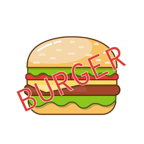Imagem de um hambúrguer sobre um fundo branco . — Vetor de Stock