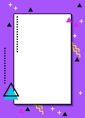 Memphis stilinde renkli geometrik arka plan. Şablon. Poster.