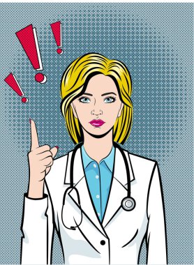 Doktor ilgi istiyor. Gösterişli bir jest. Vektör illüstrasyonu.