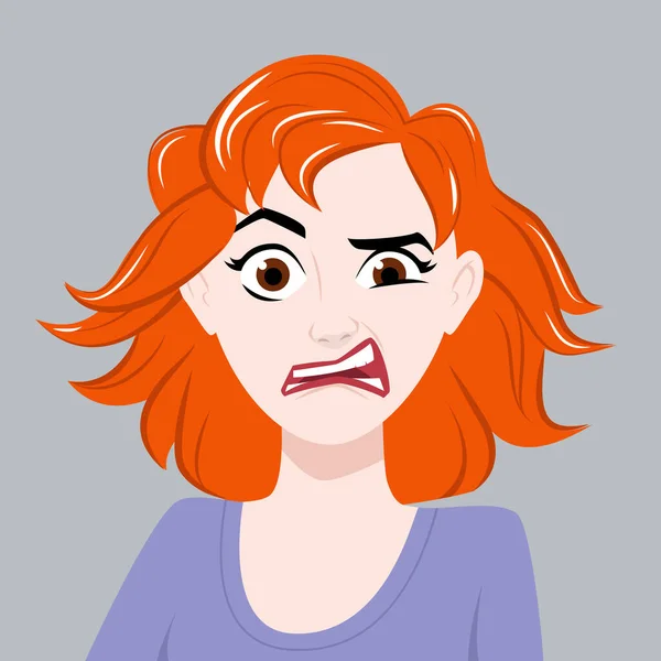 Girl face in anime style. Avatar. Emotion. Surprise and disgust. Vector. — Stock Vector
