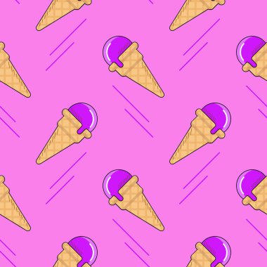 Beyaz arkaplanda dondurma resmi olan kusursuz bir desen..