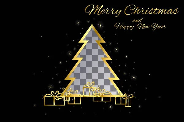 Arbre de Noël en or avec une place coupée — Image vectorielle