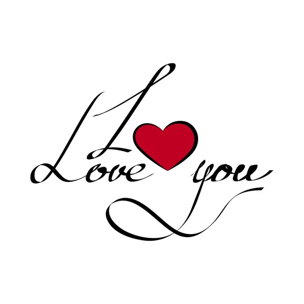 Handwriting I love you with a heart — Stock Vector