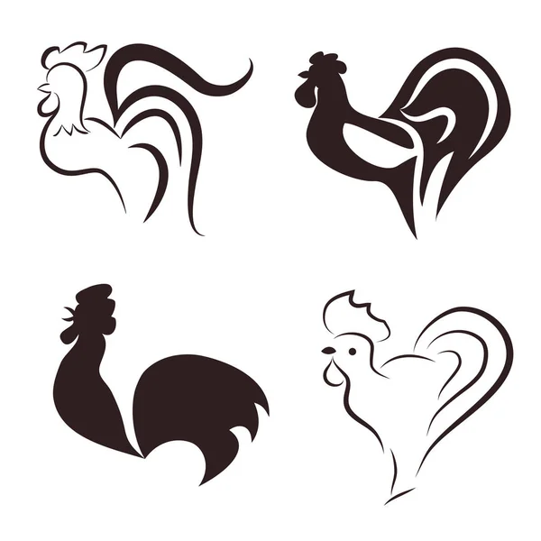 Silhouette d'un coq — Image vectorielle