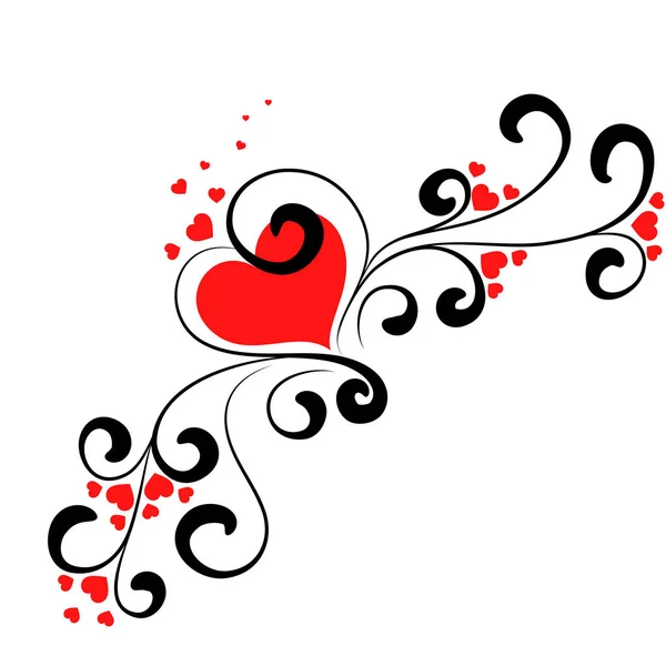 Coeur avec des tourbillons de motif — Image vectorielle