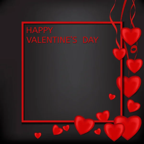 Tarjeta San Valentín Día corazón rojo volumétrico — Vector de stock