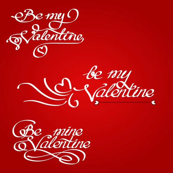Texte manuscrit avec boucles Be my Valentine — Image vectorielle