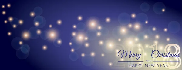 Bannière du Nouvel An 2018 avec des étoiles brillantes et félicitations . — Image vectorielle