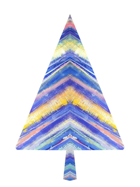 Geschilderde kerstboom geïsoleerd op een witte achtergrond. Abstracte nieuwe jaar boom. Afbeelding voor uw ontwerp — Stockfoto