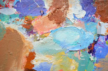 Yaratıcı soyut el boyası arka plan, duvar kağıdı, doku. Tasarım elementleri için soyut kompozisyon. Fırça darbeleriyle tuvale yakın akrilik boya parçası. Soyut sanat arkaplanı