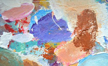 Yaratıcı soyut el boyası arka plan, duvar kağıdı, doku. Tasarım elementleri için soyut kompozisyon. Fırça darbeleriyle tuvale yakın akrilik boya parçası. Soyut sanat arkaplanı