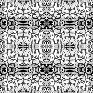 Kaleydoskopik soyut kabilesel kusursuz desen. Modern stil dokusu. Tekrar eden geometrik fayanslar. Tekstil kumaş izi. Paket kağıdı. Tasarım ve moda için soyut sürekli süs.