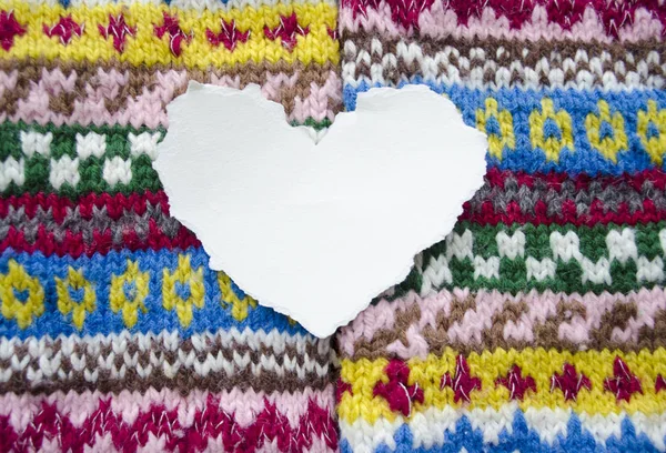 Papierherz Mit Platz Für Text Auf Farbigem Textilhintergrund Valentinstag Mit — Stockfoto