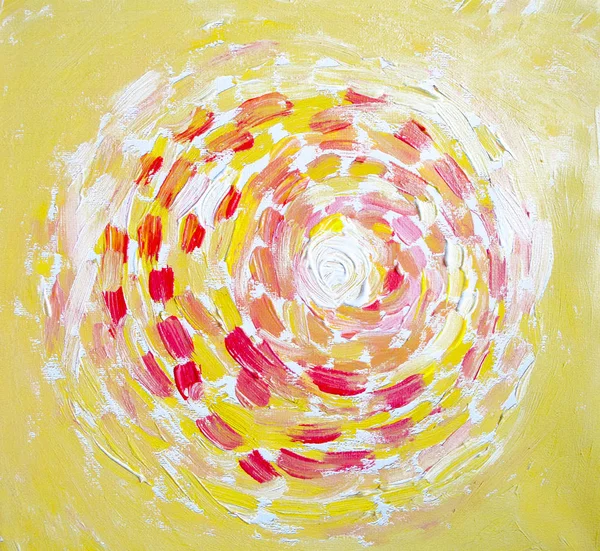 Peinture Abstraite Soleil Belle Lumière Colorée Sur Toile Impressionnisme Moderne — Photo