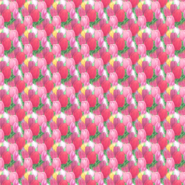 Tulip flowers background. Seamless pattern of tulip flowers. Texture field of tulips. Floral seamless pattern.