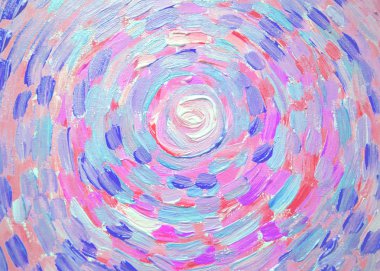 Soyut bir girdap tablosu, tuval üzerinde güzel renkli bir ışık. Modern empresyonizm. Vuruş boyası.
