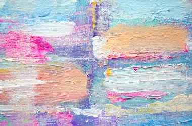 El çizimi akrilik resim. Soyut sanat geçmişi. Tuval üzerinde akrilik bir tablo. Renk dokusu. Sanat eserinin bir parçası. Fırça darbeleri. Modern sanat. Çağdaş sanat. Renkli tuval. Kapat..