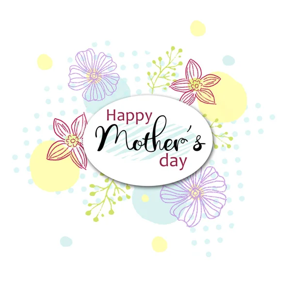 Glückliche Muttertagskarte Mit Text Glücklicher Muttertag Auf Buntem Blumengeschmücktem Hintergrund — Stockfoto