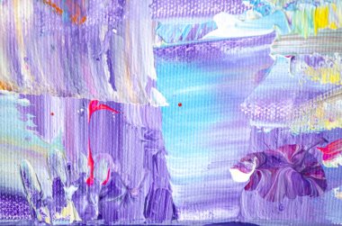 El çizimi akrilik resim. Soyut sanat geçmişi. Tuval üzerinde akrilik bir tablo. Renk dokusu. Sanat eserinin bir parçası. Fırça darbeleri. Modern sanat. Çağdaş sanat. Renkli tuval. Kapat..