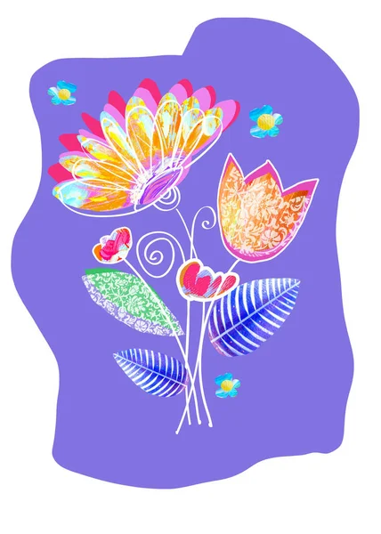 Creative Hand Drawn Card Template Flowers Can Use Wedding Birthday — Stock Photo, Image