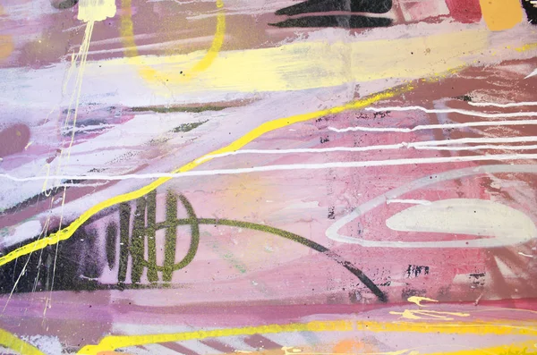Muren Geschilderd Verschillende Kleurrijke Felle Kleuren Detail Van Een Graffiti — Stockfoto