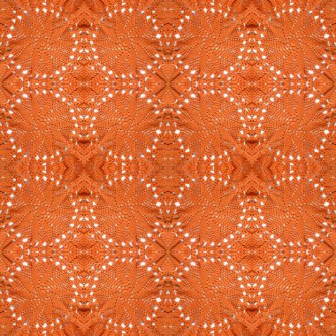 Ayçiçeği şeklinde turuncu tığ işi el yapımı mendil.