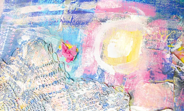 抽象色彩艳丽的丙烯酸背景上有几何图案的大彩绘餐巾纸 — 图库照片
