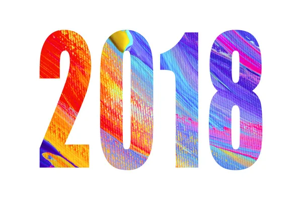 Nápis-nový rok 2018. Šťastný nový rok 2018 dekorace plakát karty. Abstraktní barevný plakát — Stock fotografie