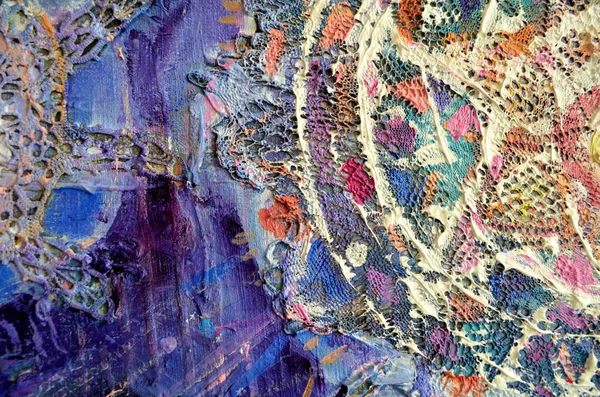 Pintura Acrílica Colorida Abstrata Lona Fundo Grunge Pincel Unidades Textura — Fotografia de Stock