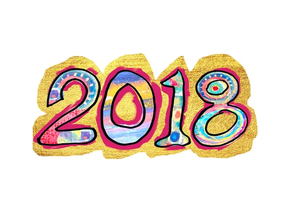 2018 postavy jako symbol nového roku, od malíře na nový rok nápis bílé background.2018. — Stock fotografie