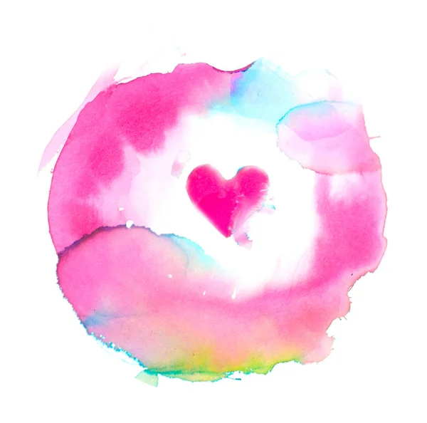 Hand Drawn Watercolor Painted Pink Heart Element Your Design Watercolor — Stock Photo, Image