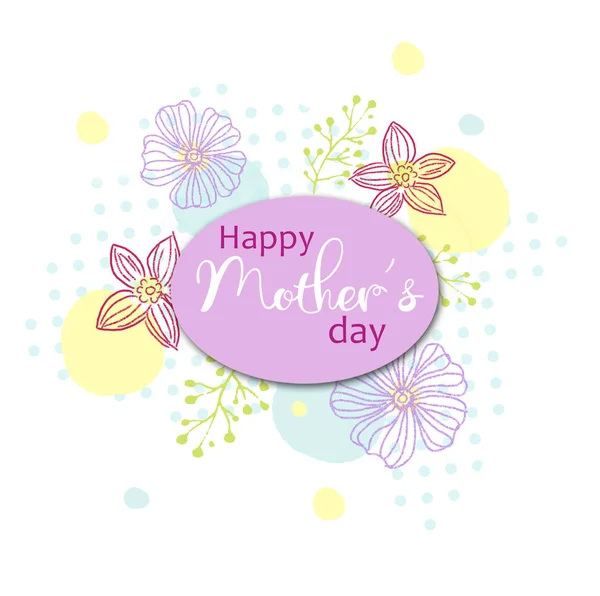 Urlaubskarte mit Text Happy Mother 's Day auf bunten Blumen dekoriert Hintergrund. Ferienhintergrund. kann als Verkaufswerbung, Hintergrund, als Grußkarte, Poster, Banner, Flyer verwendet werden — Stockfoto