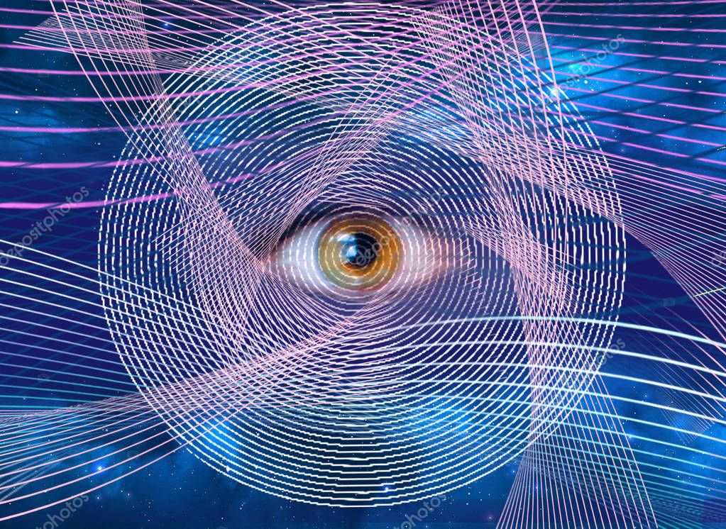 Abstract all-seeing eye. New world order. Eye of Providence. Horus eye Egypt. Alchemy, religion, spirituality, occultism. Conspiracy theory. Masonic symbol