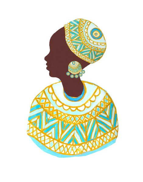 Icône femme africaine en tissu avec ornement tribal — Photo