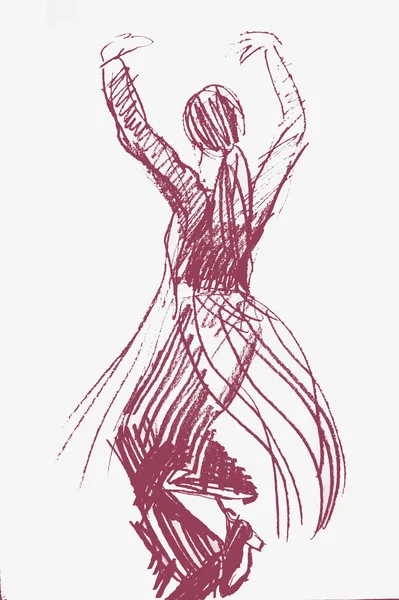 Sketch Frau tanzt Flamenco. — Stockfoto