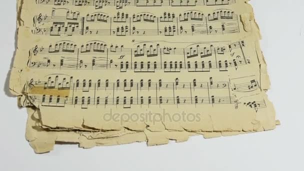 Partitura musical antigua — Vídeos de Stock