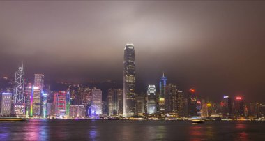 Geceye kadar Hong Kong Skyline