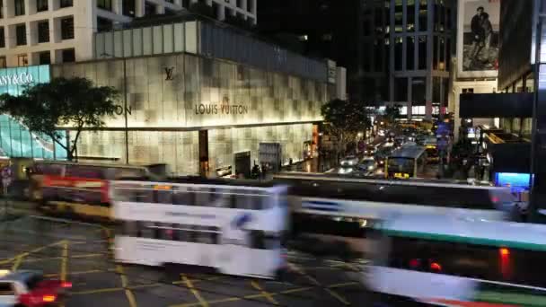 Provoz v Hong Kongu v noci. Časová prodleva. — Stock video