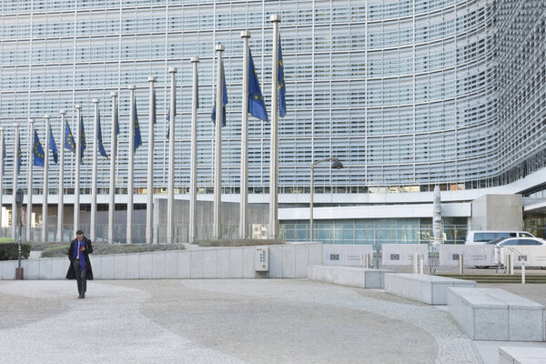 The European flasg waving in Brussels