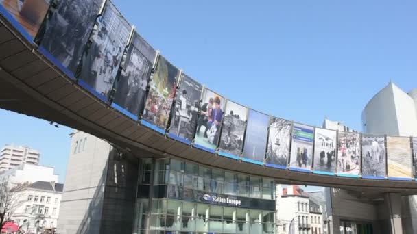 Het Europees Parlement in Brussel — Stockvideo