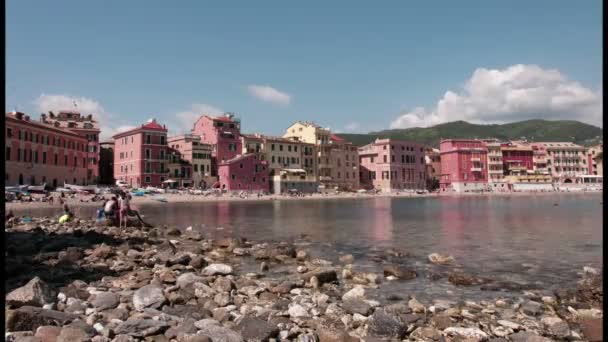 Panoramautsikt över Sestri Levante — Stockvideo