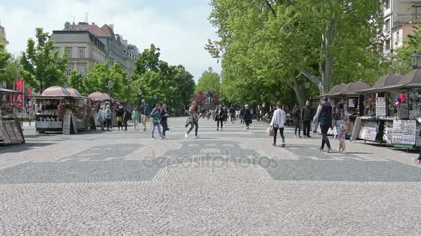 Гвездославовій площі у Братиславі — стокове відео