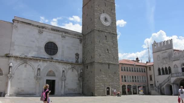 Katedral Asumsi dan San Nazario di Koper, Slovenia — Stok Video