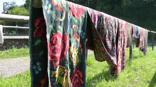 Tapetes para secar ao ar livre — Vídeo de Stock