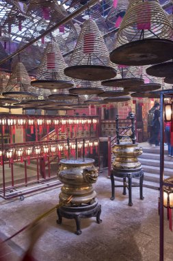 Hong Kong, Ocak 2017. Tin Hau Tapınağı Hong Kong tütsü Kangal