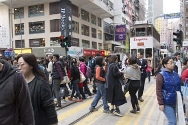Hong Kong, Ocak 2017. Hong Kong Adası'nın sokaktaki insanlara