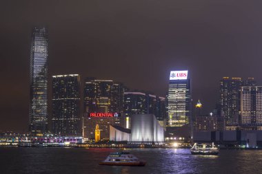 Hong Kong, Ocak 2017. Hong Kong Adası manzarası Victoria harbor bir görünümünü