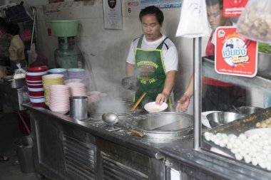 Bangkok, Tayland. Ocak 2018. Çin mahallesindeki sokak gıda